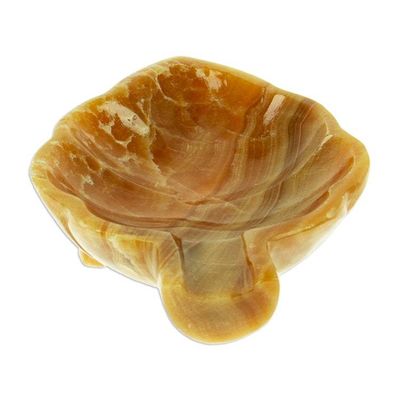 Alternate image for Handcrafted Leaf-Shaped Onyx Catchall in Brown from Mexico Handy Leaf in Brown