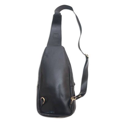 Alternate image for Solid Onyx Leather Backpack Sling from Bali Sleek Travels