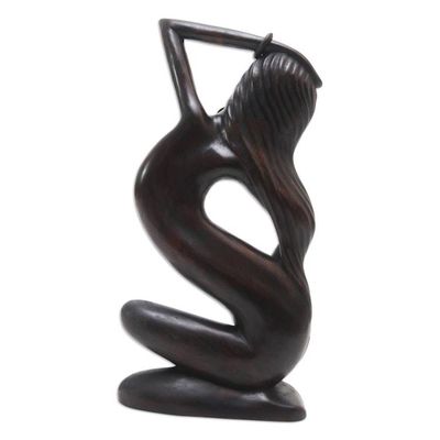 Alternate image for Artisan Hand-Carved Suar Wood Woman Statuette from Bali Indah