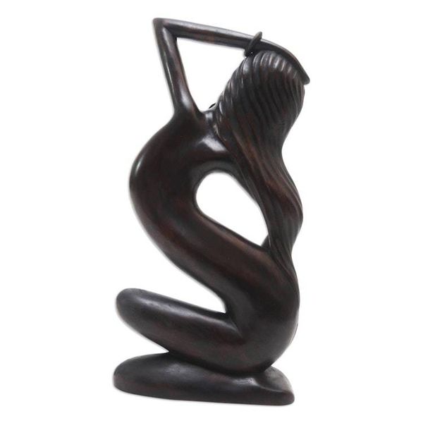 Alternate image for Artisan Hand-Carved Suar Wood Woman Statuette from Bali Indah