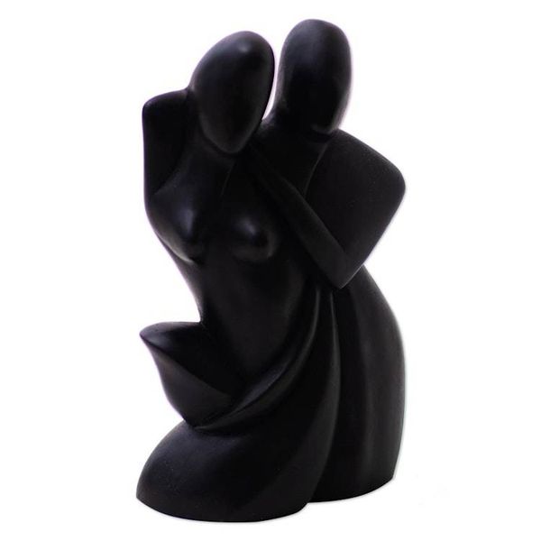 Alternate image for Hand-Carved Wood Sculpture of Two Lovers from Indonesia A Couple in Love