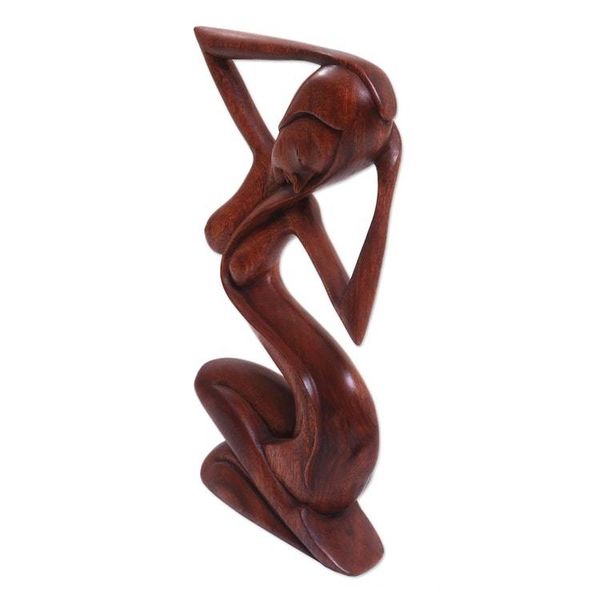 Alternate image for Suar Wood Female Form Sculpture Bathing at the River