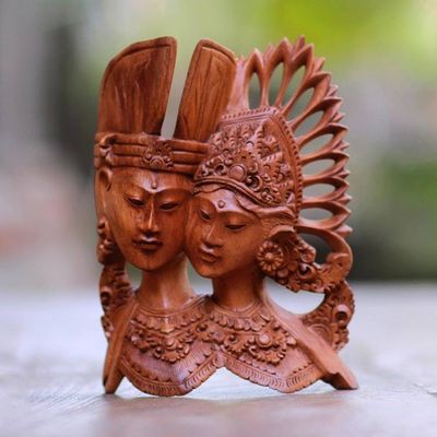 Primary image for Janger Dance-Inspired Suar Wood Wall Sculpture from Bali Kecak Janger