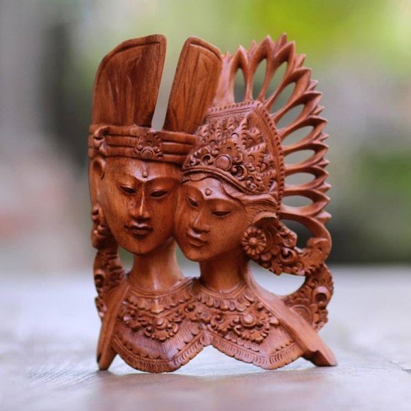 Alternate image for Janger Dance-Inspired Suar Wood Wall Sculpture from Bali Kecak Janger