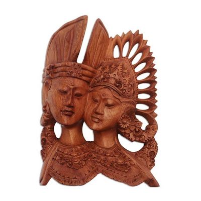 Alternate image for Janger Dance-Inspired Suar Wood Wall Sculpture from Bali Kecak Janger