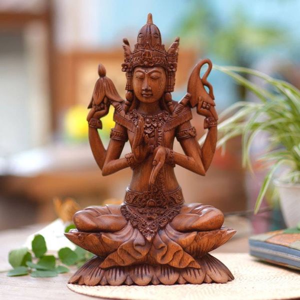 Alternate image for Wood statuette Shiva on Lotus