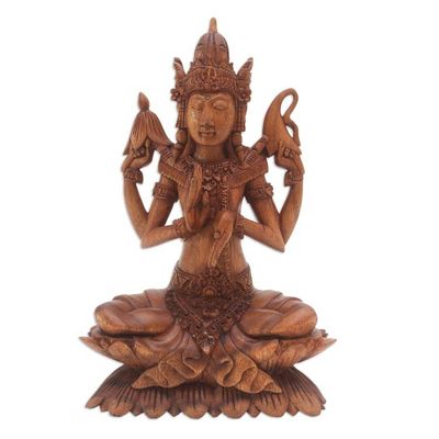 Alternate image for Wood statuette Shiva on Lotus