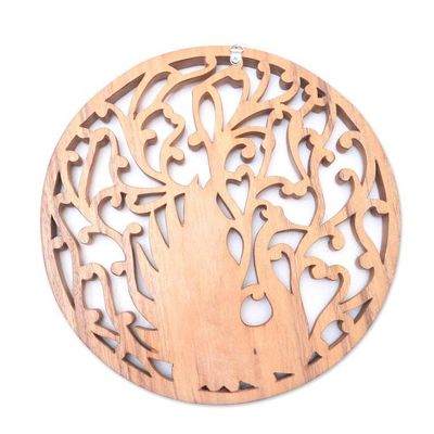 Alternate image for Hand Crafted Suar Wood Swan Relief Panel Goddess Swan