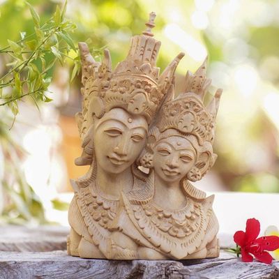 Primary image for Rama and Sita Hand Carved Crocodile Wood Sculpture Rama and Sita Portrait