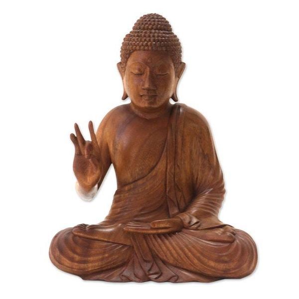 Alternate image for Hand Crafted Balinese Suar Wood Buddha Meditation Statuette Buddha Peace