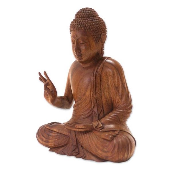 Alternate image for Hand Crafted Balinese Suar Wood Buddha Meditation Statuette Buddha Peace