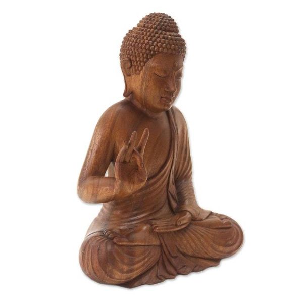 Alternate image for Hand Crafted Balinese Suar Wood Buddha Meditation Statuette Buddha Peace