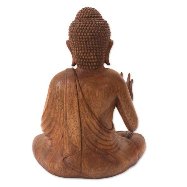 Alternate image for Hand Crafted Balinese Suar Wood Buddha Meditation Statuette Buddha Peace