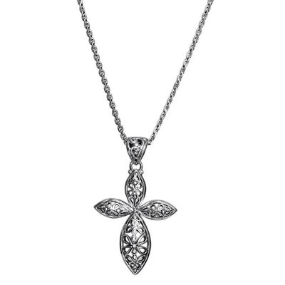 Primary image for Handmade Javanese Style Silver Cross Necklace Kawung Rosette Cross