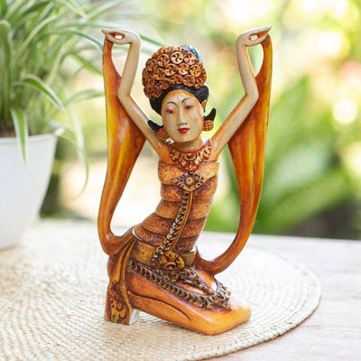 Alternate image for Crocodile Wood Dancing Sculpture from Bali Oleg Tamulilingan