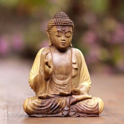 Primary image for Hand-Carved Hibiscus Wood Buddha Sculpture from Indonesia Buddha Semedi