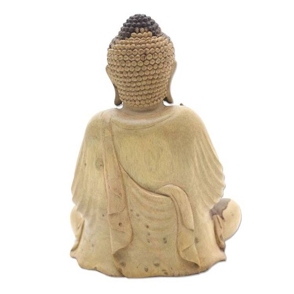 Alternate image for Hand-Carved Hibiscus Wood Buddha Sculpture from Indonesia Buddha Semedi