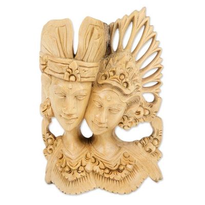 Alternate image for Balinese-Made Hand-Carved Crocodile Wood Wall Art of Couple With You