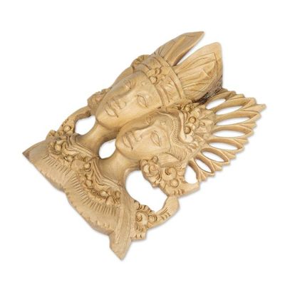 Alternate image for Balinese-Made Hand-Carved Crocodile Wood Wall Art of Couple With You