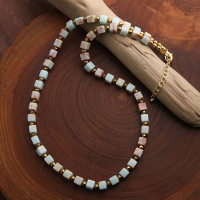 Alternate image for 18k Gold-Accented Strand Necklace with Cubic Jasper Stones Magical Galaxy