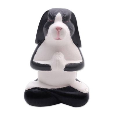 Alternate image for Meditating Rabbit Wood Sculpture from Bali Praying Rabbit