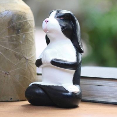 Alternate image for Meditating Rabbit Wood Sculpture from Bali Praying Rabbit