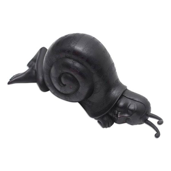 Alternate image for Hand-Carved Black Suar Wood Human-Like Snail Sculpture Tired Night Snail