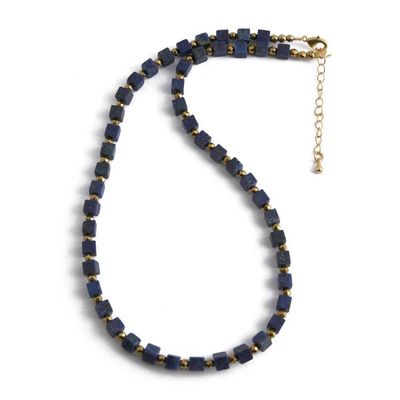 Alternate image for Strand Necklace with Cubic Lapis Lazuli Gems Gold Accents Midnight Margarita
