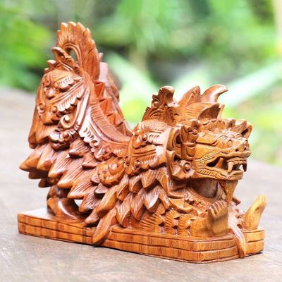 Alternate image for Artisan Crafted Suar Wood Barong Sculpture Barong on Stage