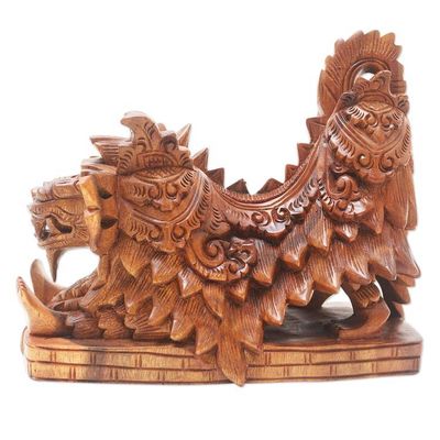Alternate image for Artisan Crafted Suar Wood Barong Sculpture Barong on Stage