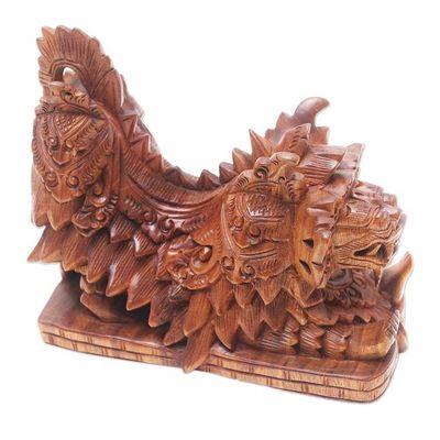 Alternate image for Artisan Crafted Suar Wood Barong Sculpture Barong on Stage