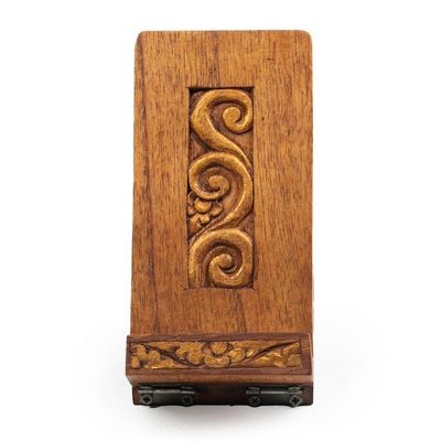Alternate image for Artisan-Made Golden and Brown Foldable Wood Phone Holder Hereafter Winds