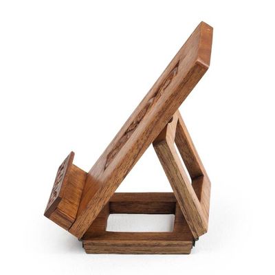 Alternate image for Artisan-Made Golden and Brown Foldable Wood Phone Holder Hereafter Winds