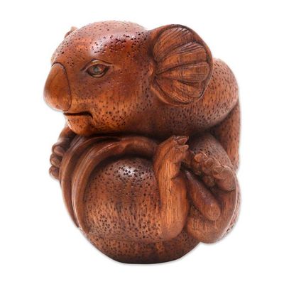 Alternate image for Hand Carved Suar Wood Koala Statuette Hungry Koala