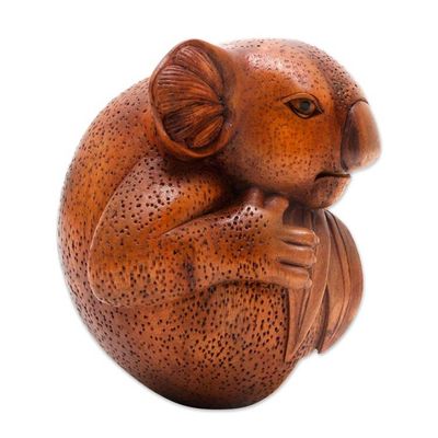 Alternate image for Hand Carved Suar Wood Koala Statuette Hungry Koala