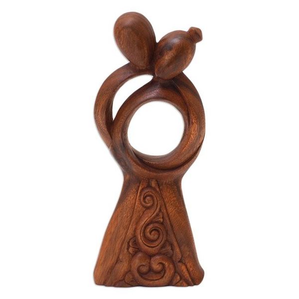 Alternate image for Handmade Romantic Suar Wood Statuette Hugging
