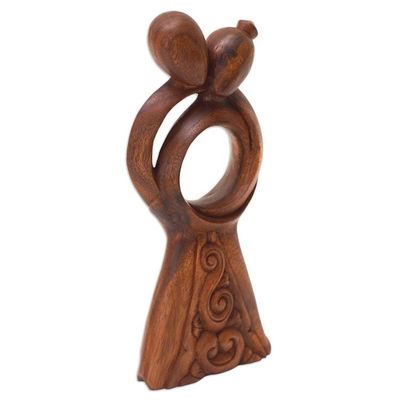 Alternate image for Handmade Romantic Suar Wood Statuette Hugging
