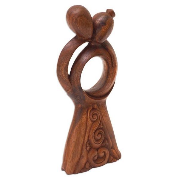 Alternate image for Handmade Romantic Suar Wood Statuette Hugging