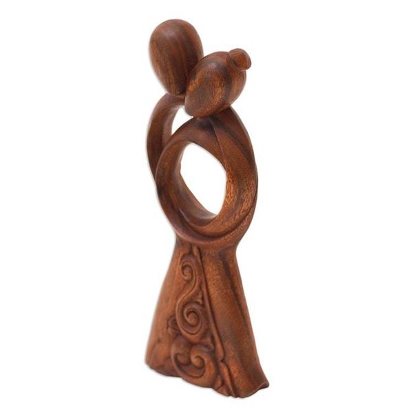 Alternate image for Handmade Romantic Suar Wood Statuette Hugging