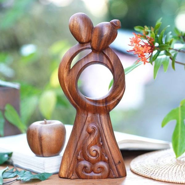 Alternate image for Handmade Romantic Suar Wood Statuette Hugging