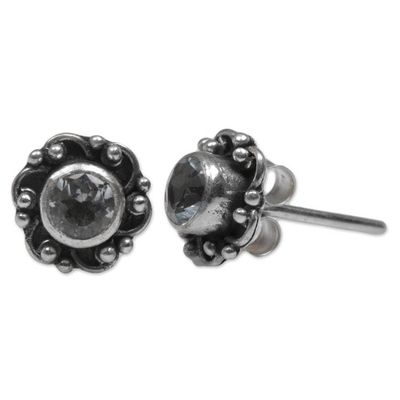 Alternate image for Hand Made Blue Topaz Stud Earrings from Indonesia Little Happiness in Blue
