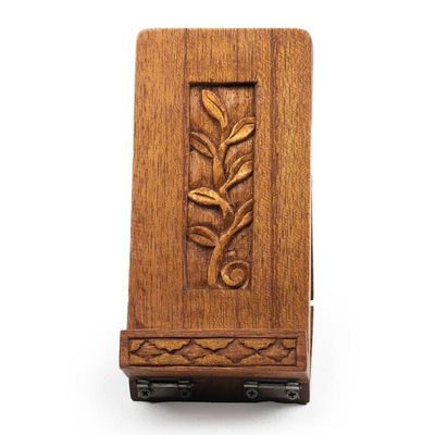 Alternate image for Nature-Themed Foldable Brown Jempinis Wood Phone Holder Thriving Modernity