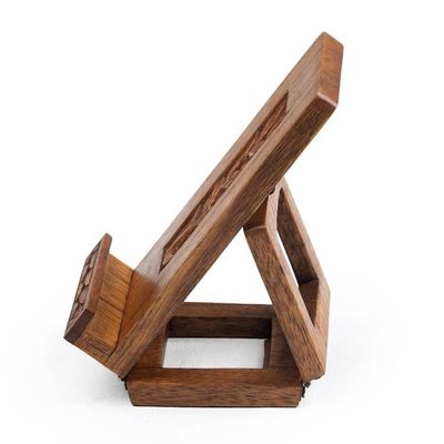 Alternate image for Nature-Themed Foldable Brown Jempinis Wood Phone Holder Thriving Modernity