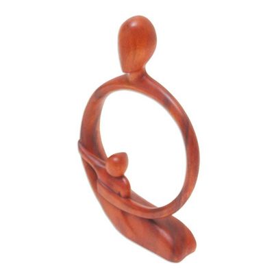 Alternate image for Hand-Carved Father and Child Suar Wood Sculpture from Bali Beloved Father