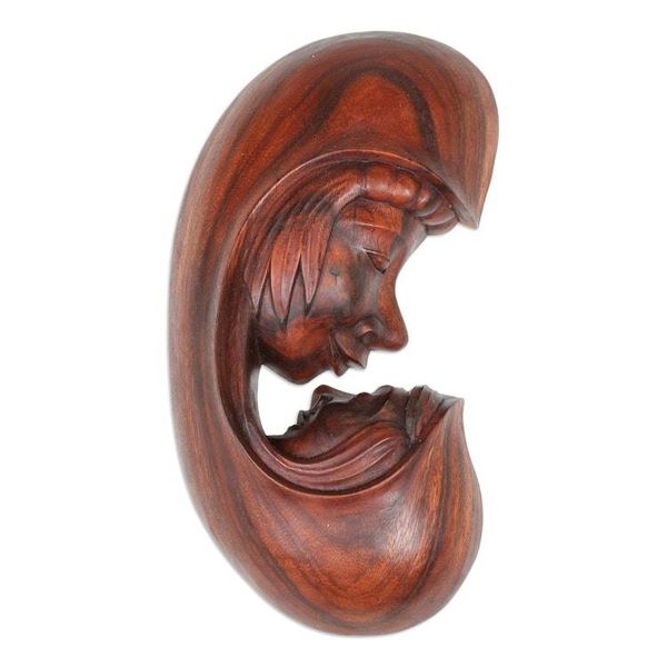 Alternate image for Wood wall panel Mother Child and the Moon