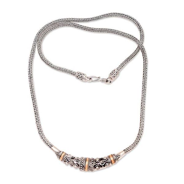 Alternate image for Bali Sterling Silver Chain Necklace with 18k Gold Accents Denpasar Raindrops