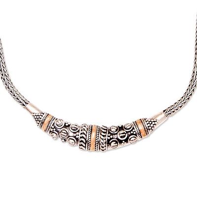 Alternate image for Bali Sterling Silver Chain Necklace with 18k Gold Accents Denpasar Raindrops