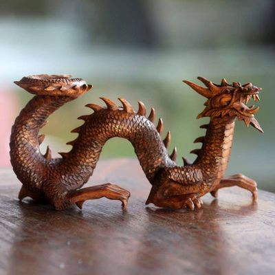 Primary image for Artisan Hand Carved Balinese Dragon Sculpture Walking Dragon