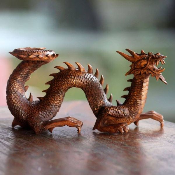 Alternate image for Artisan Hand Carved Balinese Dragon Sculpture Walking Dragon