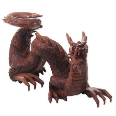 Alternate image for Artisan Hand Carved Balinese Dragon Sculpture Walking Dragon
